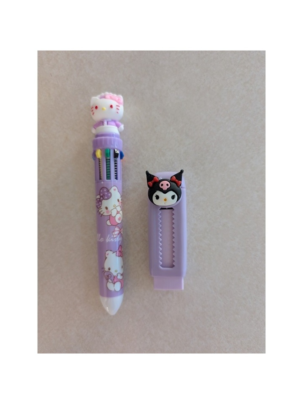 Hello Kitty Multicolor 10-in-1 Ink Pen + Kuromi Eraser Set Cute Sanrio Station